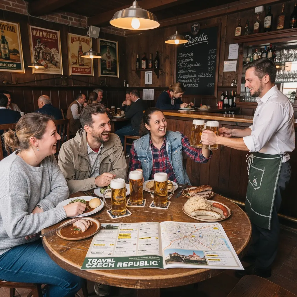 Rodina si užívá piknik na louce ve stínu stromů během výletu.